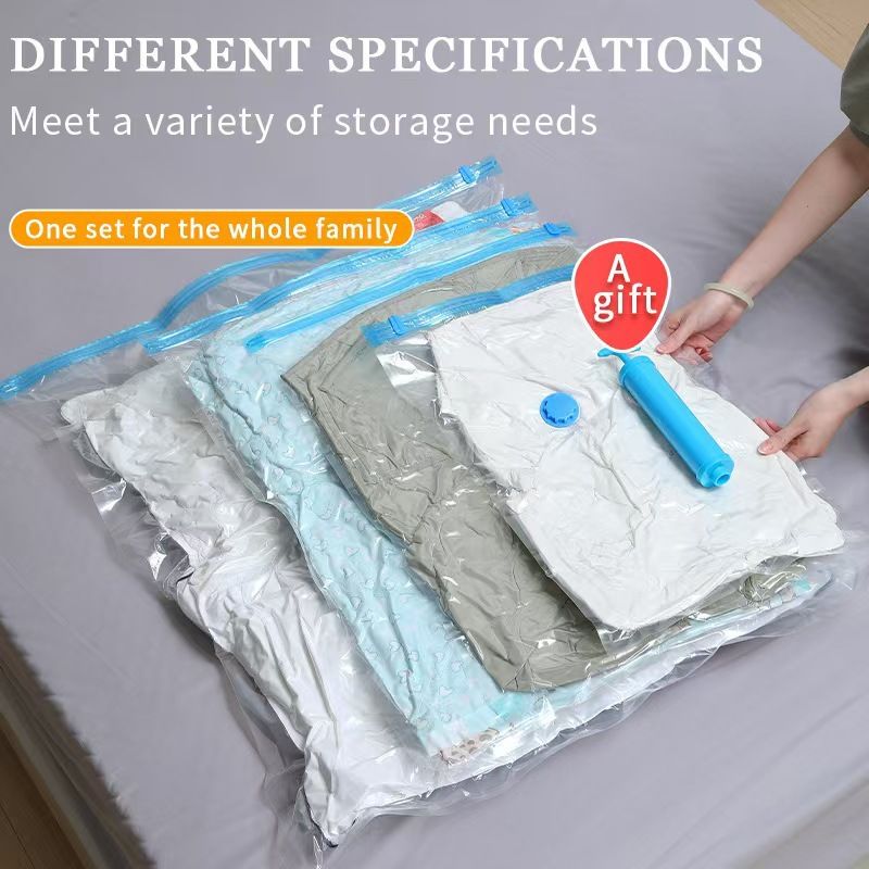 6-Piece Vacuum Storage Bags Set with Hand Pump - Multi-Size Space Saver for Quilts, Clothes & Duvets V888-ELOSUNG48987