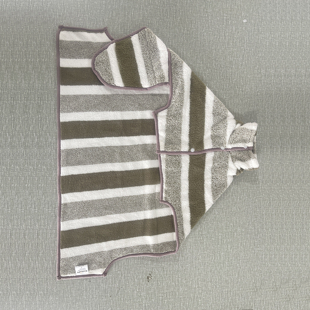 Brown Stripes Super Absorbent Pet Bathrobe with Waist Belt & Neck Snap - Full Coverage Quick-Drying Towel for V888-ELOSUNG49012