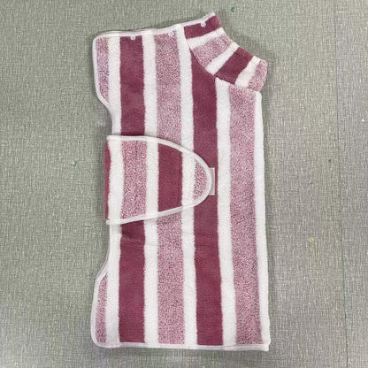 Red Stripes Super Absorbent Pet Bathrobe with Waist Belt & Neck Snap - Full Coverage Quick-Drying Towel for V888-ELOSUNG49018