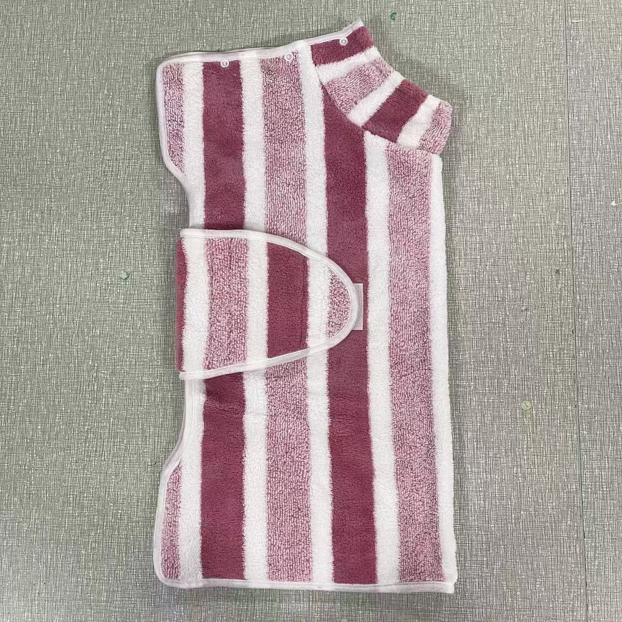 Red Stripes Super Absorbent Pet Bathrobe with Waist Belt & Neck Snap - Full Coverage Quick-Drying Towel for V888-ELOSUNG49019