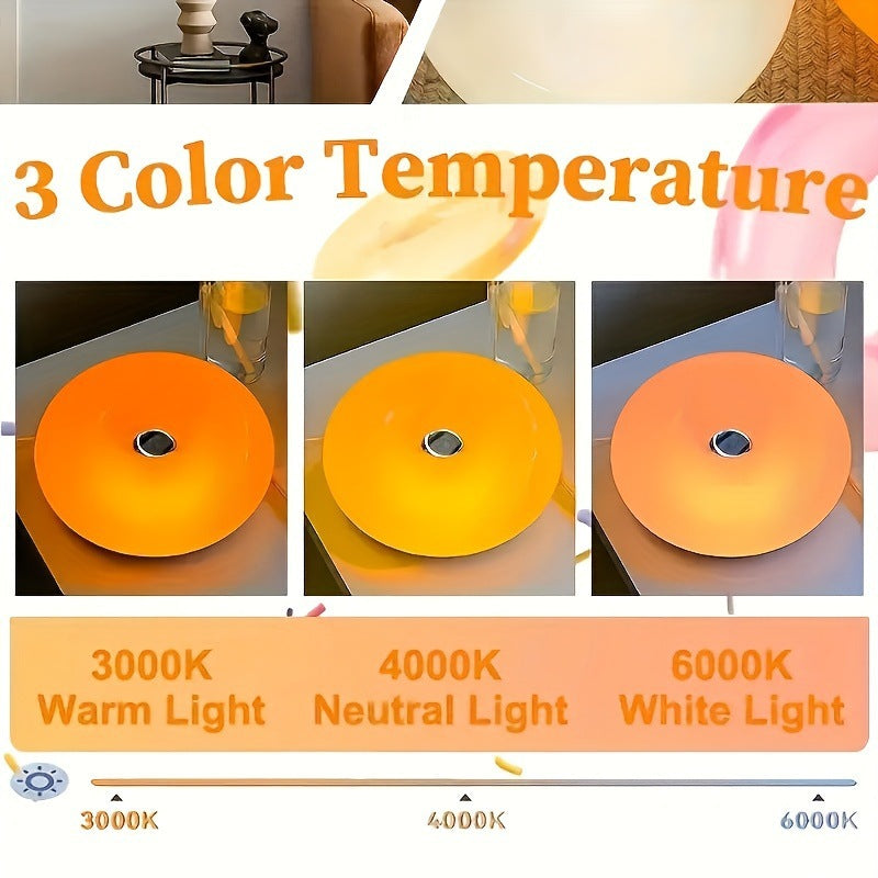 Retro Bauhaus Donut Bedside Lamp - Vibrant Orange Ambient Light and Sconce with Touch Dimming (USB Plug-in) V888-ELOSUNG49024