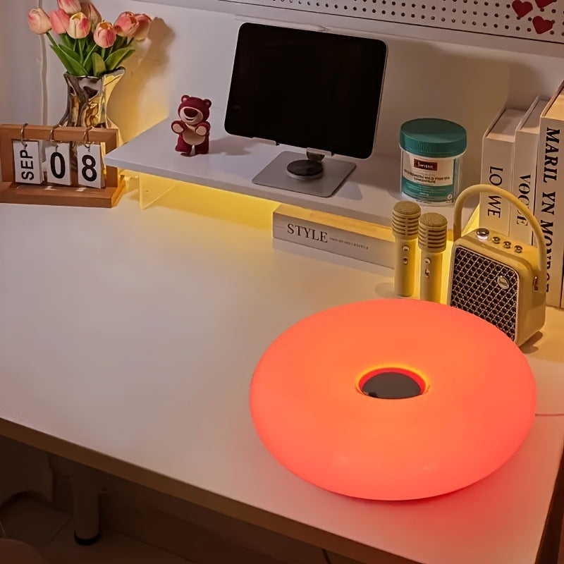 Retro Bauhaus Donut Bedside Lamp - Vibrant Orange Ambient Light and Sconce with Touch Dimming (USB Plug-in) V888-ELOSUNG49024