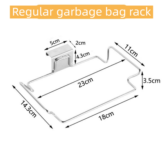 Stainless Steel Over-Cabinet Trash Bag Holder with Curved Ear Hook - Heavy Duty Hanging Waste Bag Support for V888-ELOSUNG49026