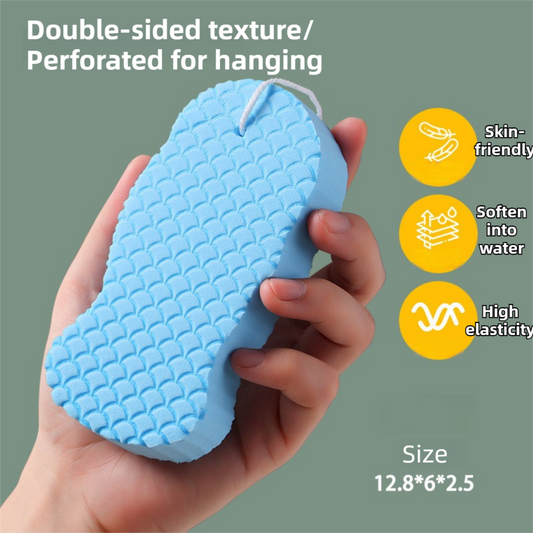 3PCS Blue Nordic Style 3D Fish Scale Exfoliating Sponge - High Elasticity Body Scrubber for Painless Deep V888-ELOSUNG49062