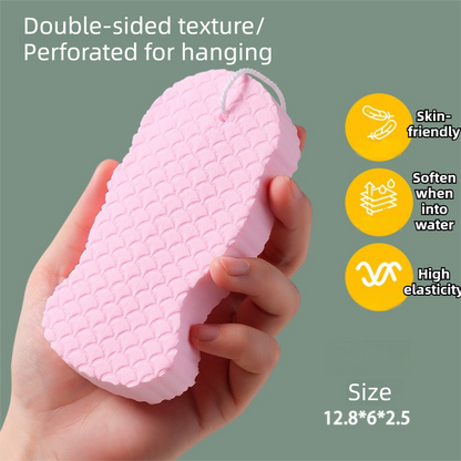3PCS Pink Nordic Style 3D Fish Scale Exfoliating Sponge - High Elasticity Body Scrubber for Painless Deep V888-ELOSUNG49063