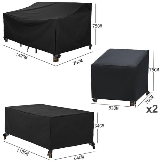 4PCS Large Outdoor Dustproof Furniture Cover Set with Zippered Bag (M Size) - Waterproof and UV-Resistant V888-ELOSUNG49066