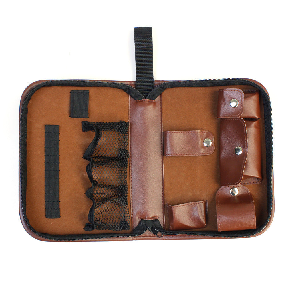 Brown Premium PU Leather Golf Accessory Organizer - Professional Golf Tool Kit Empty Pouch V888-ELOSUNG49068