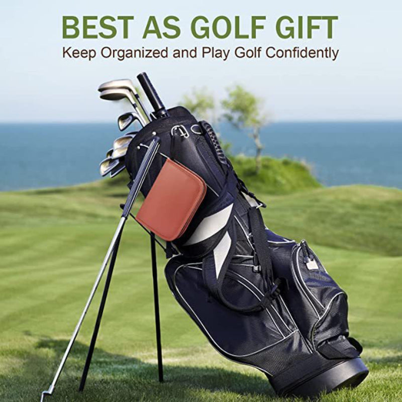 Brown Premium PU Leather Golf Accessory Organizer - Professional Golf Tool Kit Empty Pouch V888-ELOSUNG49068