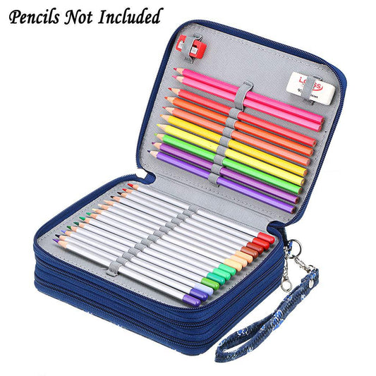 Portable 78-Slot Oxford Cloth Colored Pencil Zipper Case - Large Capacity Sketching & Drawing Stationery V888-ELOSUNG49075
