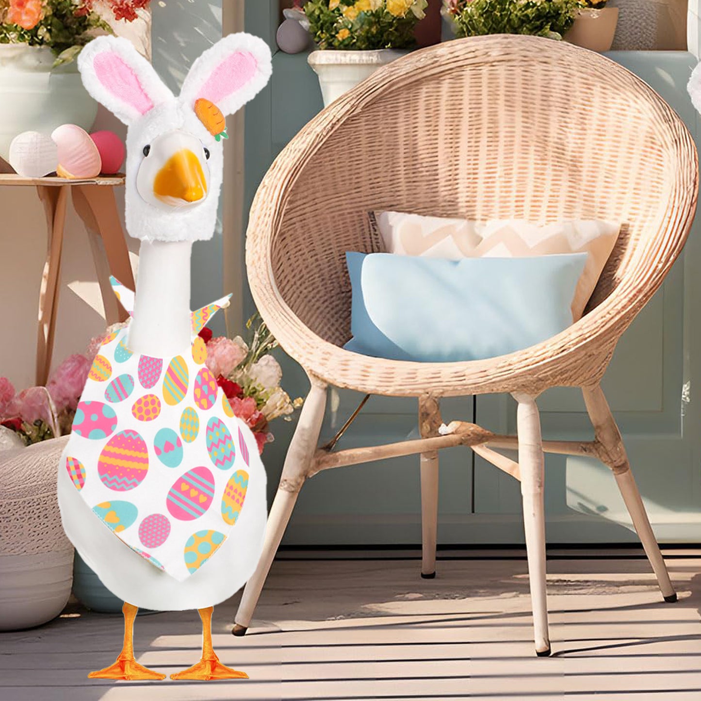 Vibrant Easter Porch Goose Outfit Set - Spring Festive Rabbit Costume for 23-Inch Garden Goose V888-ELOSUNG49080