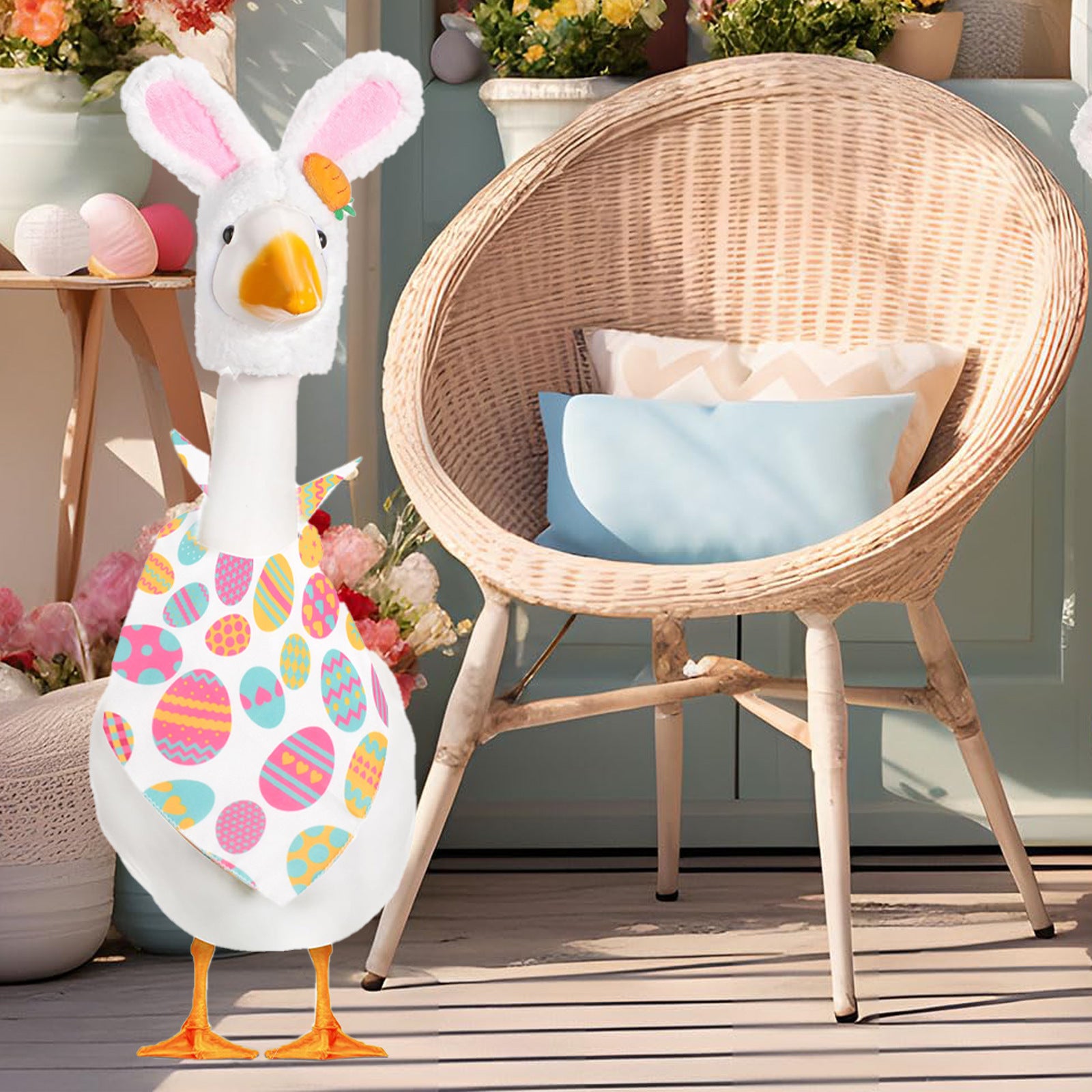 Vibrant Easter Porch Goose Outfit Set - Spring Festive Rabbit Costume for 23-Inch Garden Goose V888-ELOSUNG49080
