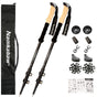 2-Pack Black Aluminum Alloy Telescopic Trekking Poles with Secure External Lock & Accessory - 3-Section V888-ELOSUNG49083
