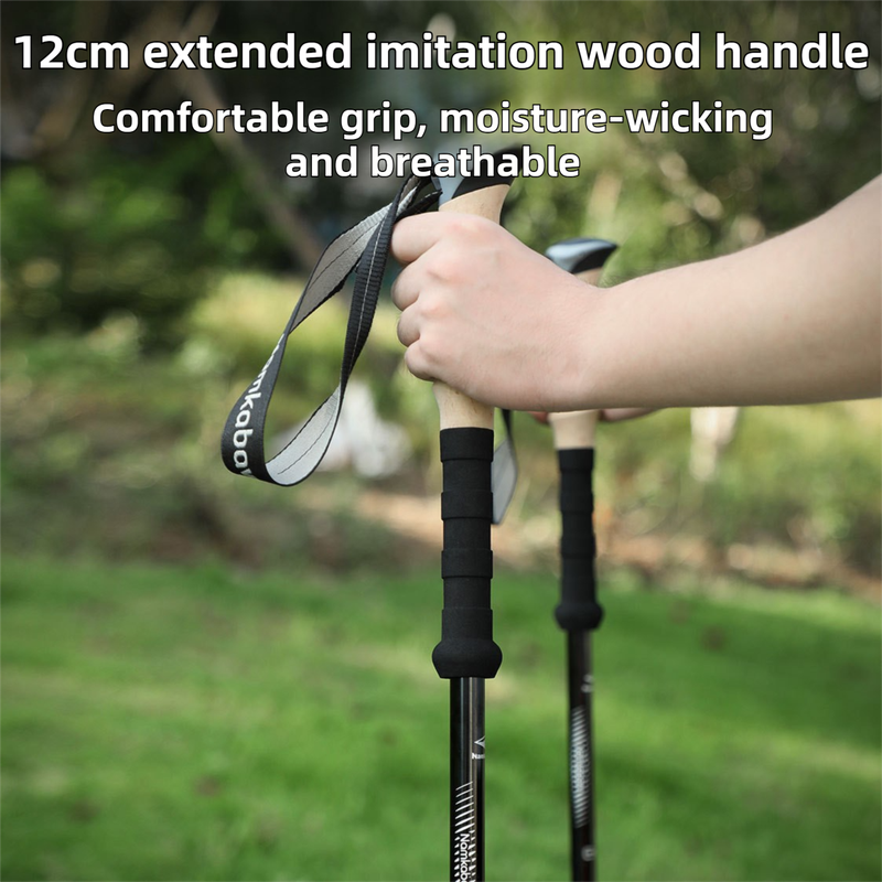2-Pack Brown Aluminum Alloy Telescopic Trekking Poles with Secure External Lock & Accessory - 3-Section V888-ELOSUNG49085