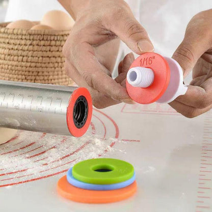 Adjustable Stainless Steel Rolling Pin with 4 Precise Thickness Rings & Clear Measurement Markings V888-ELOSUNG49092