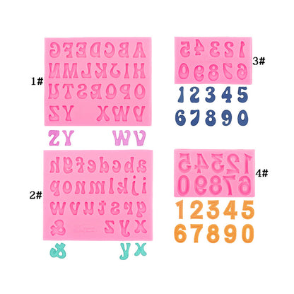4-Pack Pink Alphabet & Numbers Silicone Fondant Molds - Heat Resistant Cake Decoration & Resin Crafting Tools V888-ELOSUNG49095