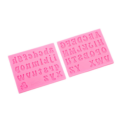 4-Pack Pink Alphabet & Numbers Silicone Fondant Molds - Heat Resistant Cake Decoration & Resin Crafting Tools V888-ELOSUNG49095