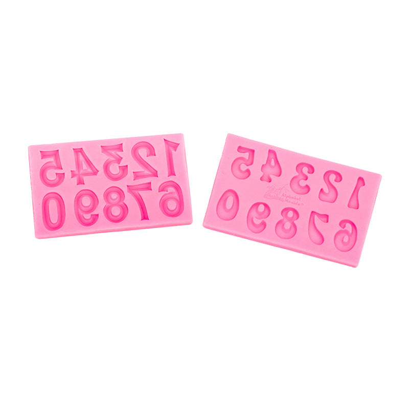 4-Pack Pink Alphabet & Numbers Silicone Fondant Molds - Heat Resistant Cake Decoration & Resin Crafting Tools V888-ELOSUNG49095