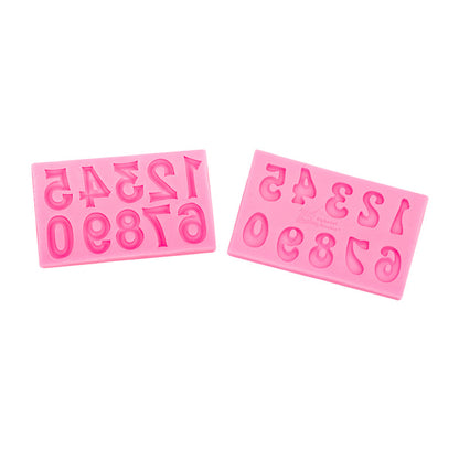 4-Pack Pink Alphabet & Numbers Silicone Fondant Molds - Heat Resistant Cake Decoration & Resin Crafting Tools V888-ELOSUNG49095