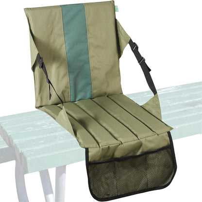 Green Foldable Stadium Seat Cushion with Backrest & Storage Pockets - Portable Roll-Up Outdoor Waterproof V888-ELOSUNG49102