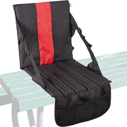Black Foldable Stadium Seat Cushion with Backrest & Storage Pockets - Portable Roll-Up Outdoor Waterproof V888-ELOSUNG49103