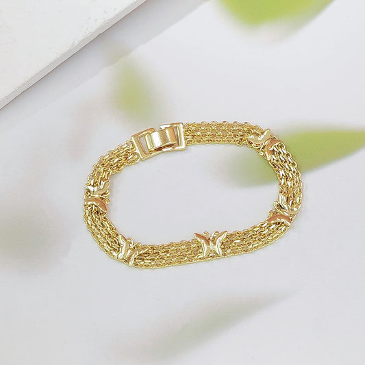 Gold Vintage Hollow Butterfly Metal Chain Bracelet - Premium Copper High-End Designer Intricate Jewelry V888-ELOSUNG49104