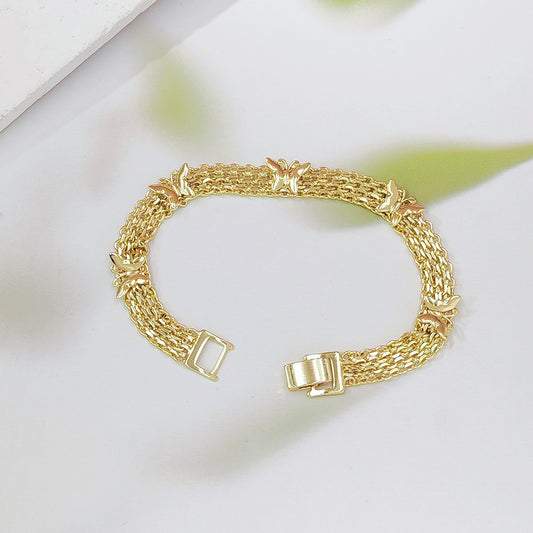Gold Vintage Hollow Butterfly Metal Chain Bracelet - Premium Copper High-End Designer Intricate Jewelry V888-ELOSUNG49104