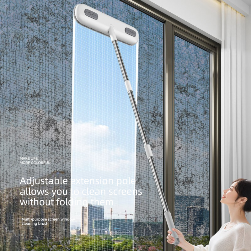 5PCS 2-in-1 Window Fly Screen Cleaner Brush with Extendable 82cm Stainless Steel Handle Multifunctional Mesh V888-ELOSUNG49105