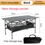 95CM Black Portable Folding Egg Roll Camping Table with Storage Bag & Mesh Net- Heavy-Duty Carbon Steel V888-ELOSUNG49109