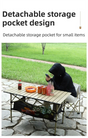 95CM Khaki Portable Folding Egg Roll Camping Table with Storage Bag & Mesh Net- Heavy-Duty Carbon Steel Picnic Table for 4-6 People