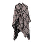 Brown Elegant Check Knit Travel Shawl with Stylish Side-Slit Design - Fall & Winter Luxurious Cashmere-Feel V888-ELOSUNG49122