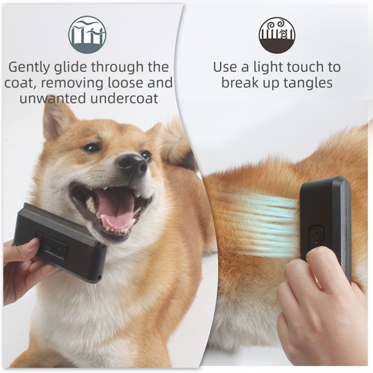 2-in-1 Black Self-Cleaning Pet Grooming Comb - Multi-Functional Stainless Steel Fur Remover for Pets, V888-ELOSUNG49127