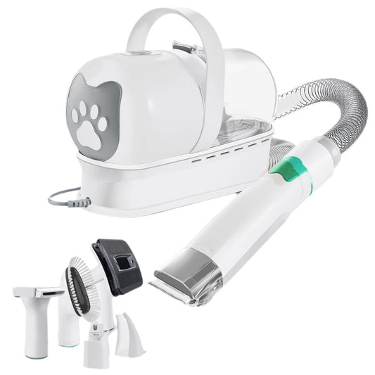 7-in-1 White Multifunctional Pet Grooming Vacuum Kit - Dog Cat Home Barber Shop & Low Noise Shedding Groomer V888-ELOSUNG49128