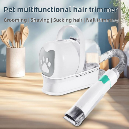 7-in-1 White Multifunctional Pet Grooming Vacuum Kit - Dog Cat Home Barber Shop & Low Noise Shedding Groomer V888-ELOSUNG49128