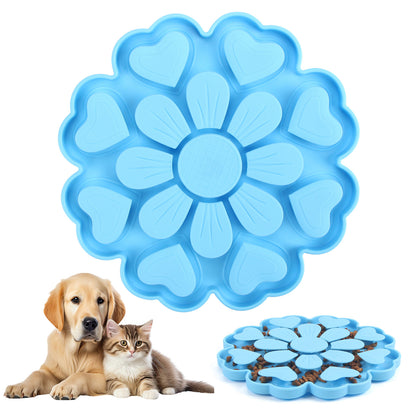 Blue 4-in-1 Textured Silicone Pet Lick Mat & Slow Feeder - Anti-Anxiety Calming Pad with Back Suction Cups V888-ELOSUNG49153