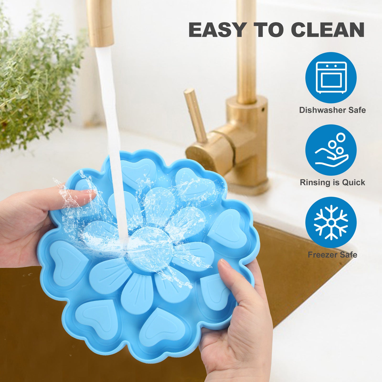 Blue 4-in-1 Textured Silicone Pet Lick Mat & Slow Feeder - Anti-Anxiety Calming Pad with Back Suction Cups V888-ELOSUNG49153