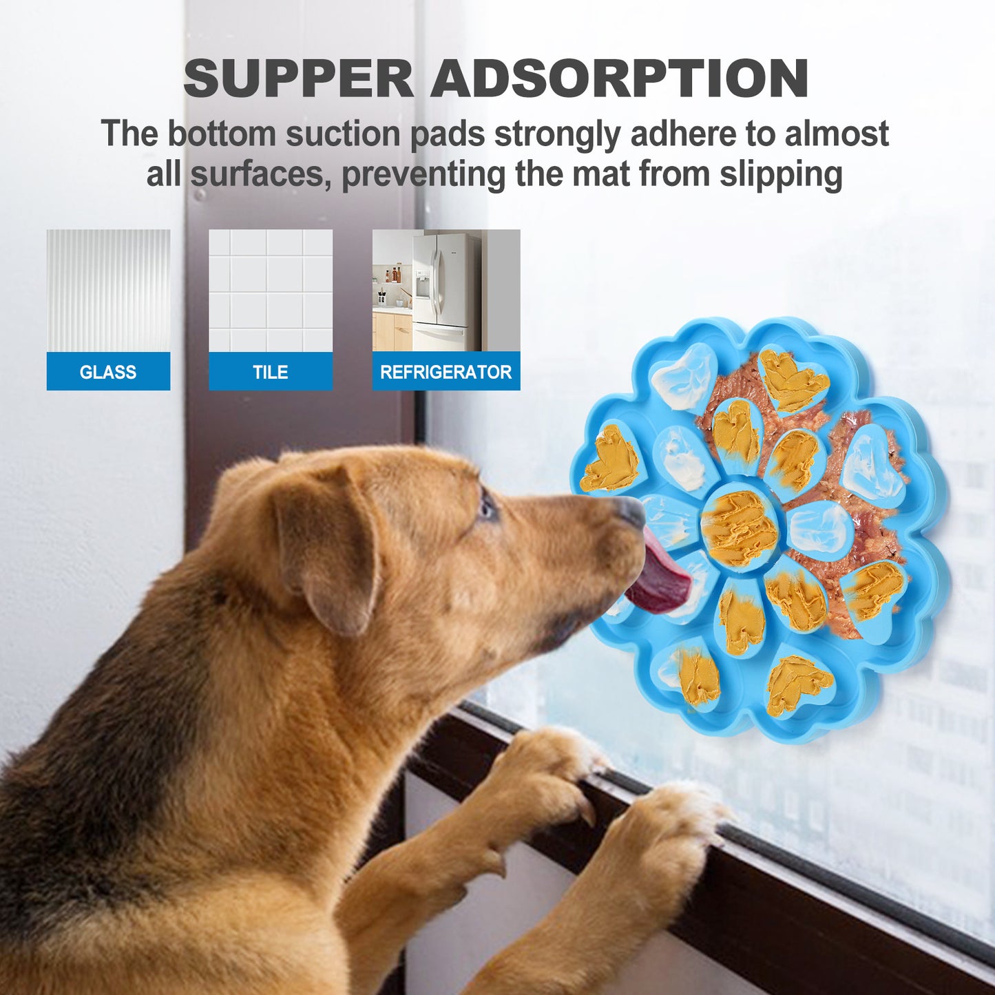 Yellow 4-in-1 Textured Silicone Pet Lick Mat & Slow Feeder - Anti-Anxiety Calming Pad with Back Suction Cups V888-ELOSUNG49154
