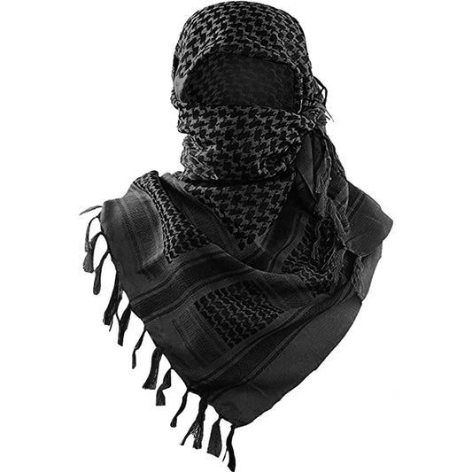 Black 110x110CM Military Shemagh Cotton Tactical Desert Scarf - Versatile Protective Face Mask and Head Wrap V888-ELOSUNG49157