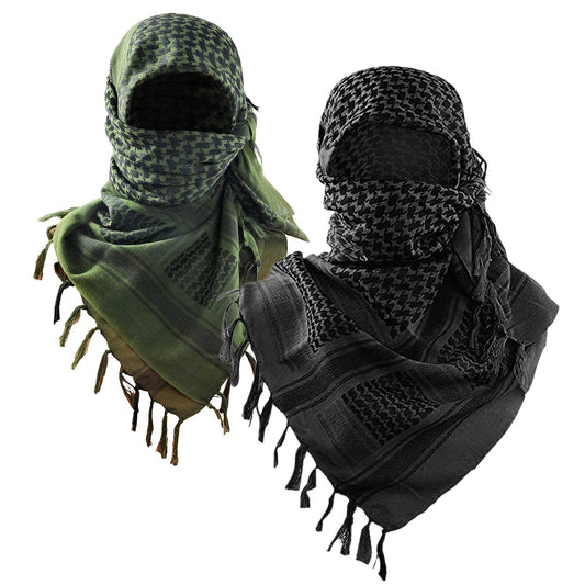 2-Pack 110x110CM Military Shemagh Cotton Tactical Desert Scarf (Black + Green) - Versatile Protective Face V888-ELOSUNG49162