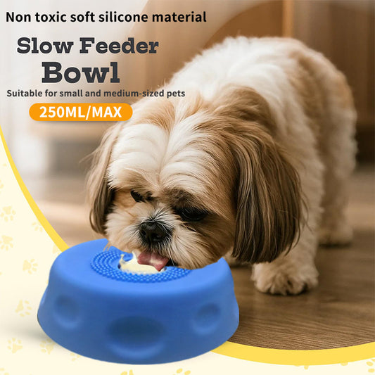 Black Silicone Dog Liquid Lick Bowl with Floating Fun Ball - Interactive Slow Feeder & Anti-Slip Calming Pet V888-ELOSUNG49165