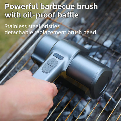 3-in-1 Black Cordless Electric Grill Cleaner Built-in LED & USB Charging - Waterproof High Power BBQ Cleaning V888-ELOSUNG49177