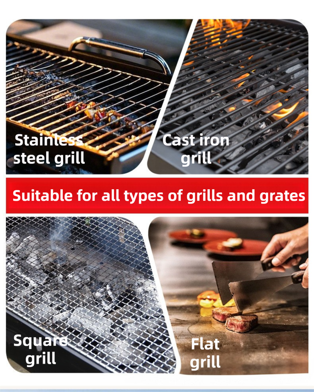 3-in-1 Black Cordless Electric Grill Cleaner Built-in LED & USB Charging - Waterproof High Power BBQ Cleaning V888-ELOSUNG49177