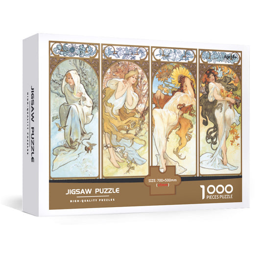 1000-Piece Large Jigsaw Puzzles with 70x50CM Display (Four Seasons Theme) - 6 LetterAlphabetical Zone V888-ELOSUNG49205