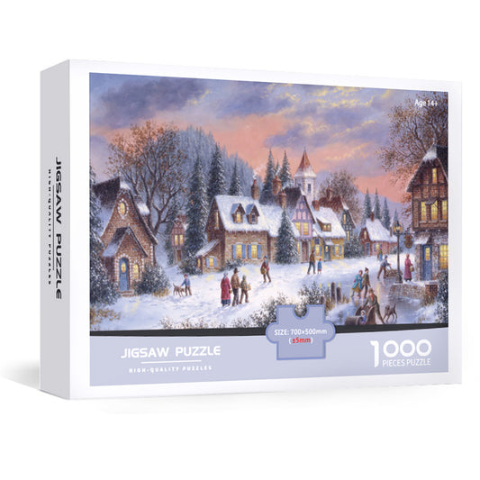 1000-Piece Large Jigsaw Puzzles with 70x50CM Display (Winter Night Theme) - 6 LetterAlphabetical Zone V888-ELOSUNG49206