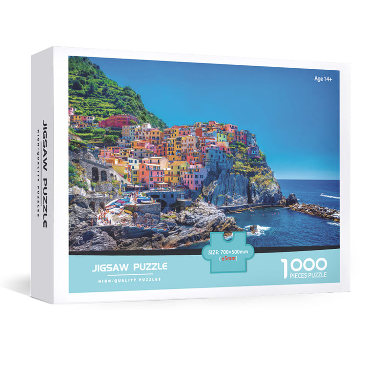 1000-Piece Large Jigsaw Puzzles with 70x50CM Display (Italy Cinque Terre Theme) - 6 LetterAlphabetical Zone V888-ELOSUNG49208