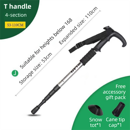 53-110 CM Silver Ultralight Telescopic Aluminum Trekking Pole (4-Section T-Handle) - Professional & Compact V888-ELOSUNG49219