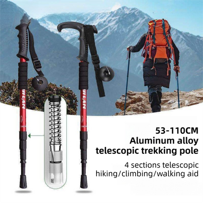 53-110 CM Silver Ultralight Telescopic Aluminum Trekking Pole (4-Section T-Handle) - Professional & Compact V888-ELOSUNG49219