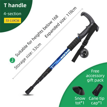53-110 CM Blue Ultralight Telescopic Aluminum Trekking Pole (4-Section T-Handle) - Professional & Compact V888-ELOSUNG49222