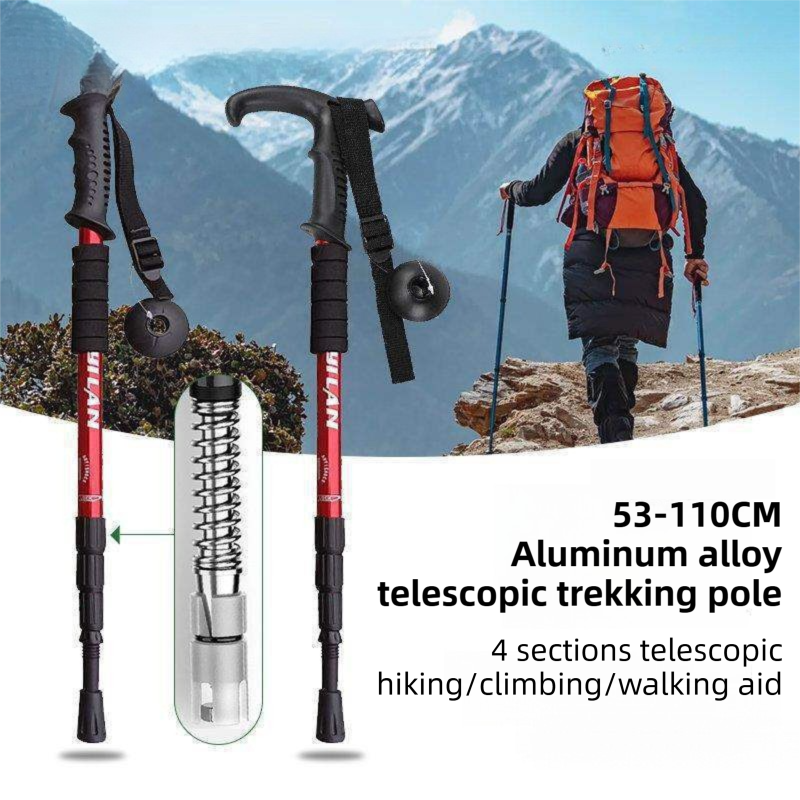 53-110 CM Blue Ultralight Telescopic Aluminum Trekking Pole (4-Section T-Handle) - Professional & Compact V888-ELOSUNG49222