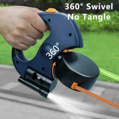 Red One-to-Two Retractable Dog Leash with One-Click Safety Lock & Night Light - 3M Tangle-Free 360 degrees V888-ELOSUNG49224