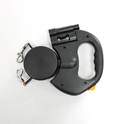 Black One-to-Two Retractable Dog Leash with One-Click Safety Lock & Night Light - 3M Tangle-Free 360 degrees V888-ELOSUNG49225